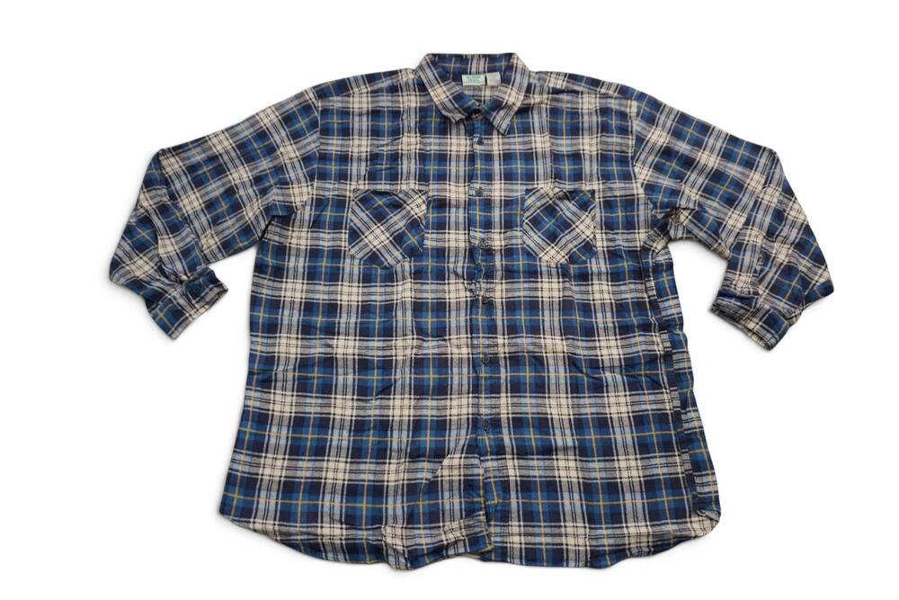 Ozark Trail Shirt Mens 3XL Blue Plaid Flannel Button Up Long Sleeve Casual